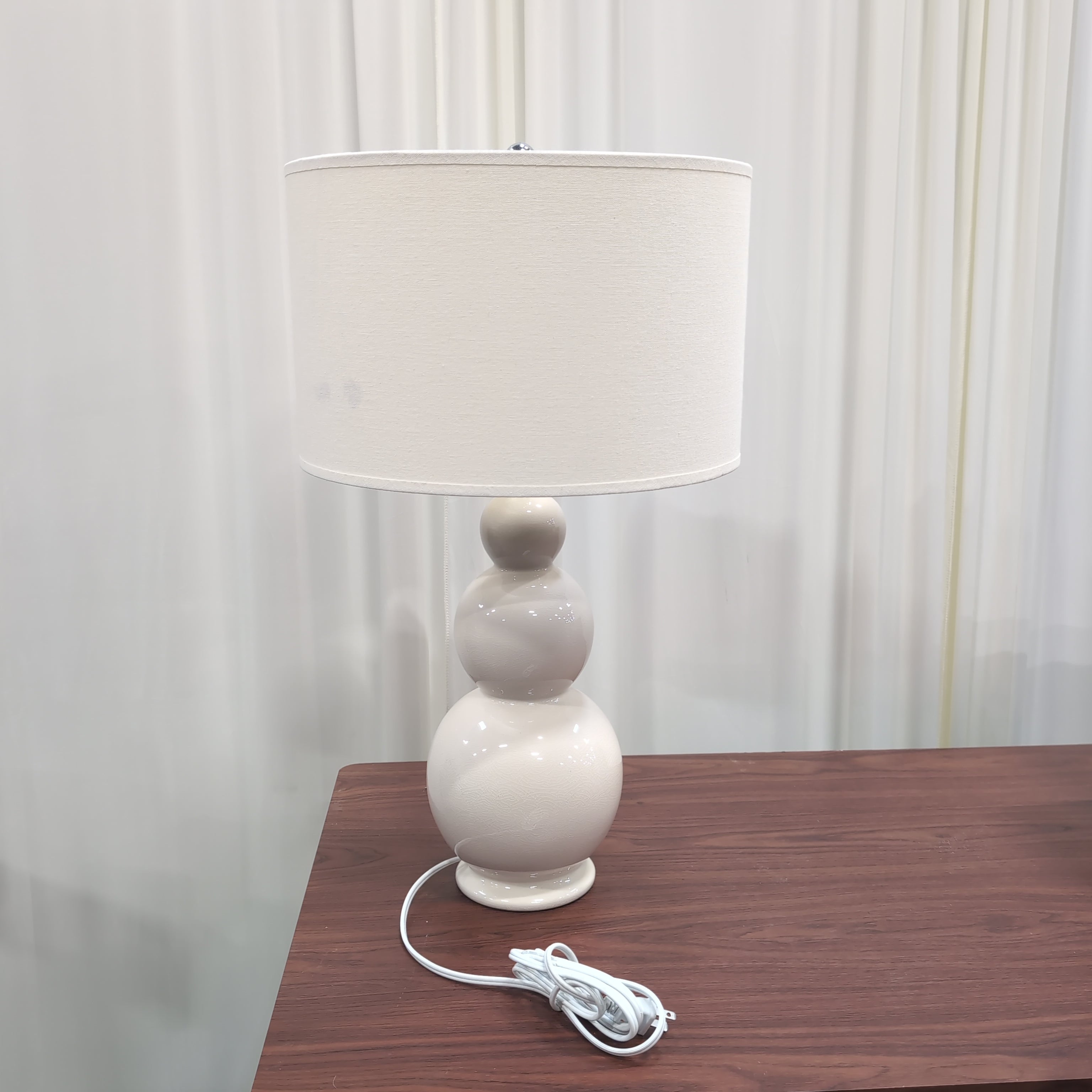 Off-White Double Gourd Ceramic Table Lamp