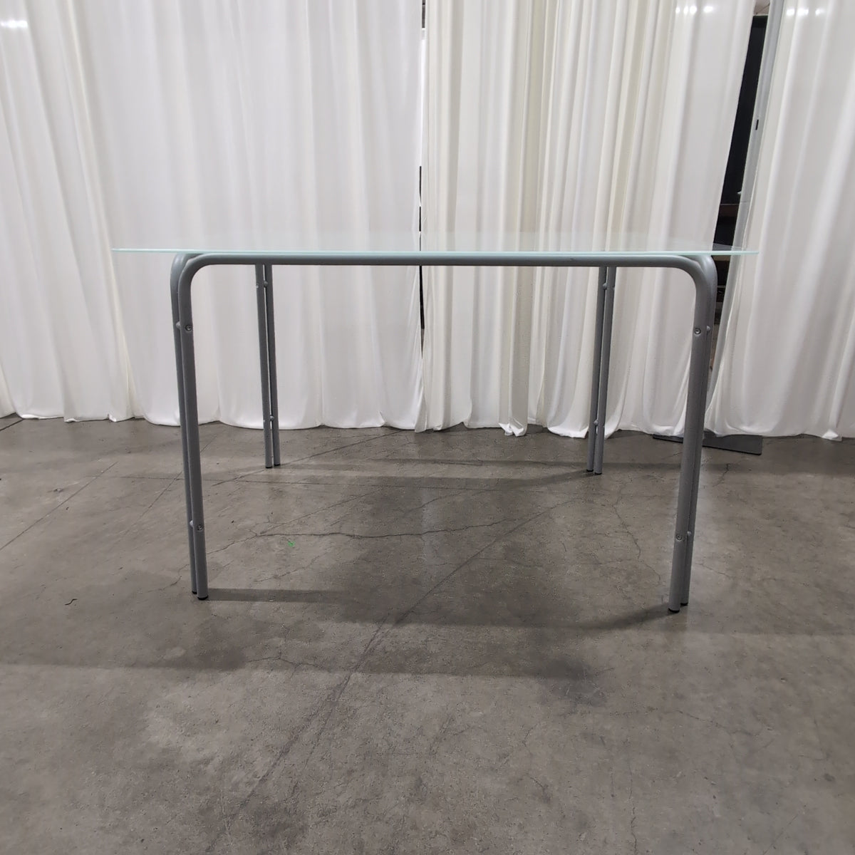 Rectangular Frosted Glass Dining Table with Metal Legs