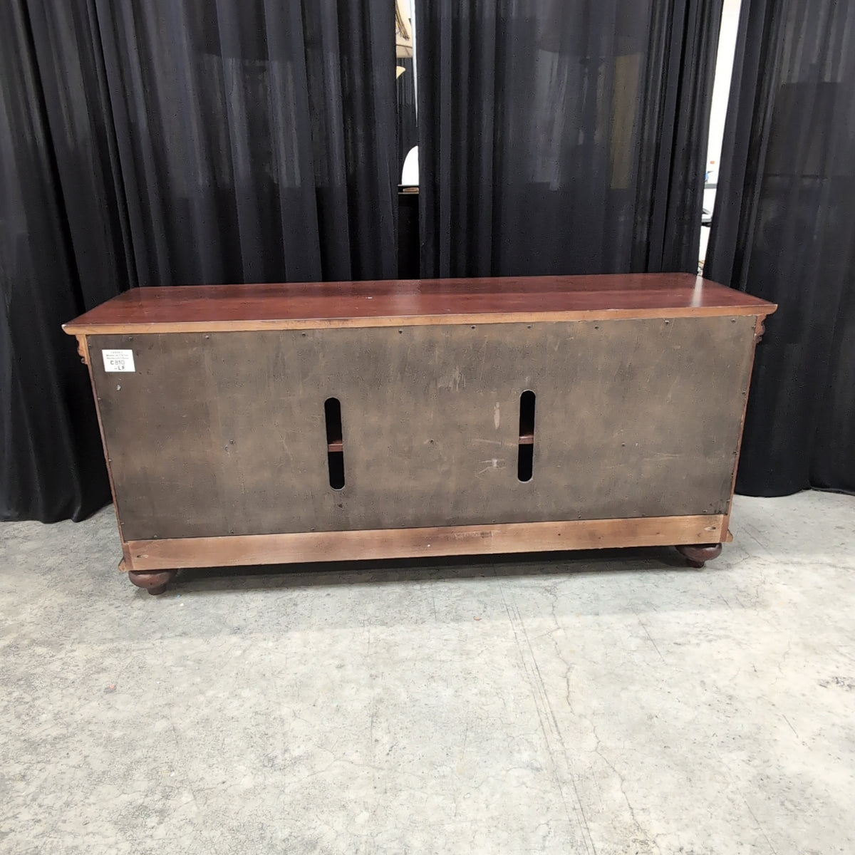 Dark Wood Traditional TV Stand with Glass Doors