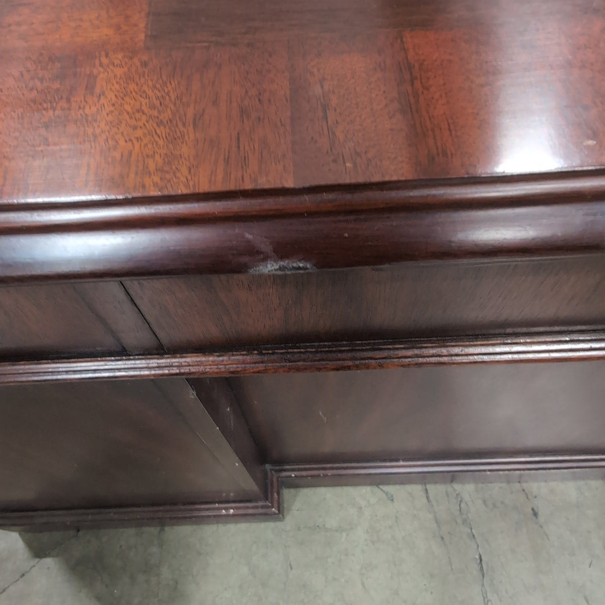 Henkel Moore Traditional Dark Wood Executive Desk with Brass Hardware