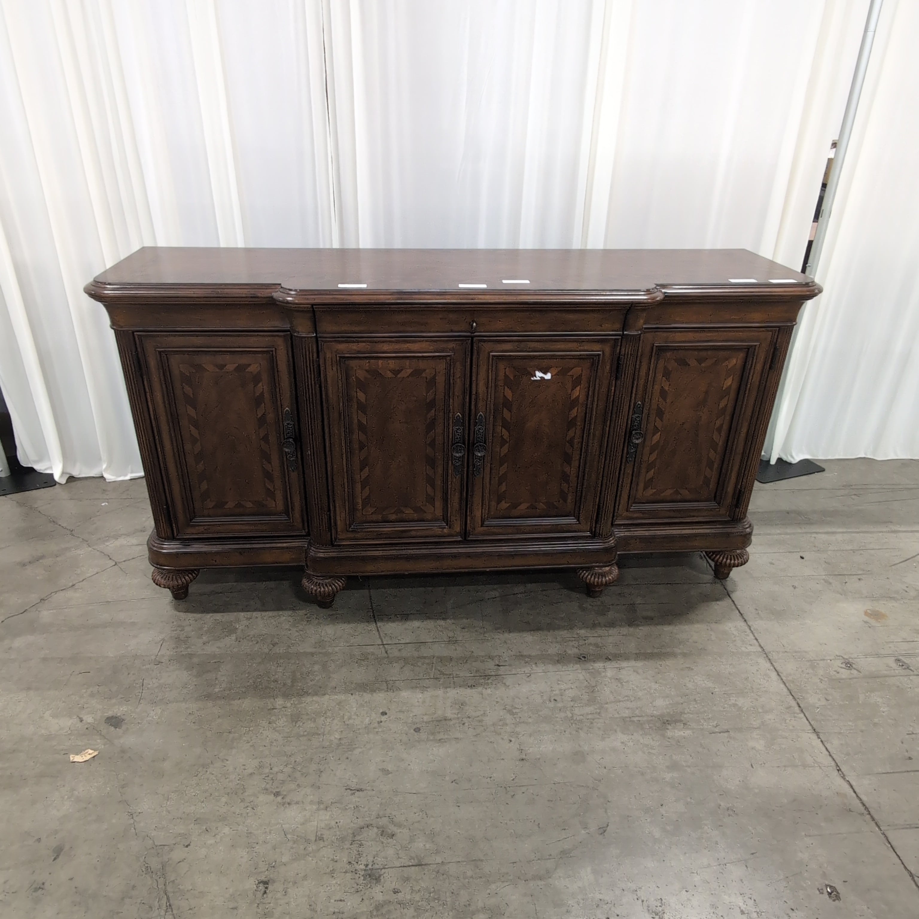 Traditional Dark Wood Buffet with Carved Details