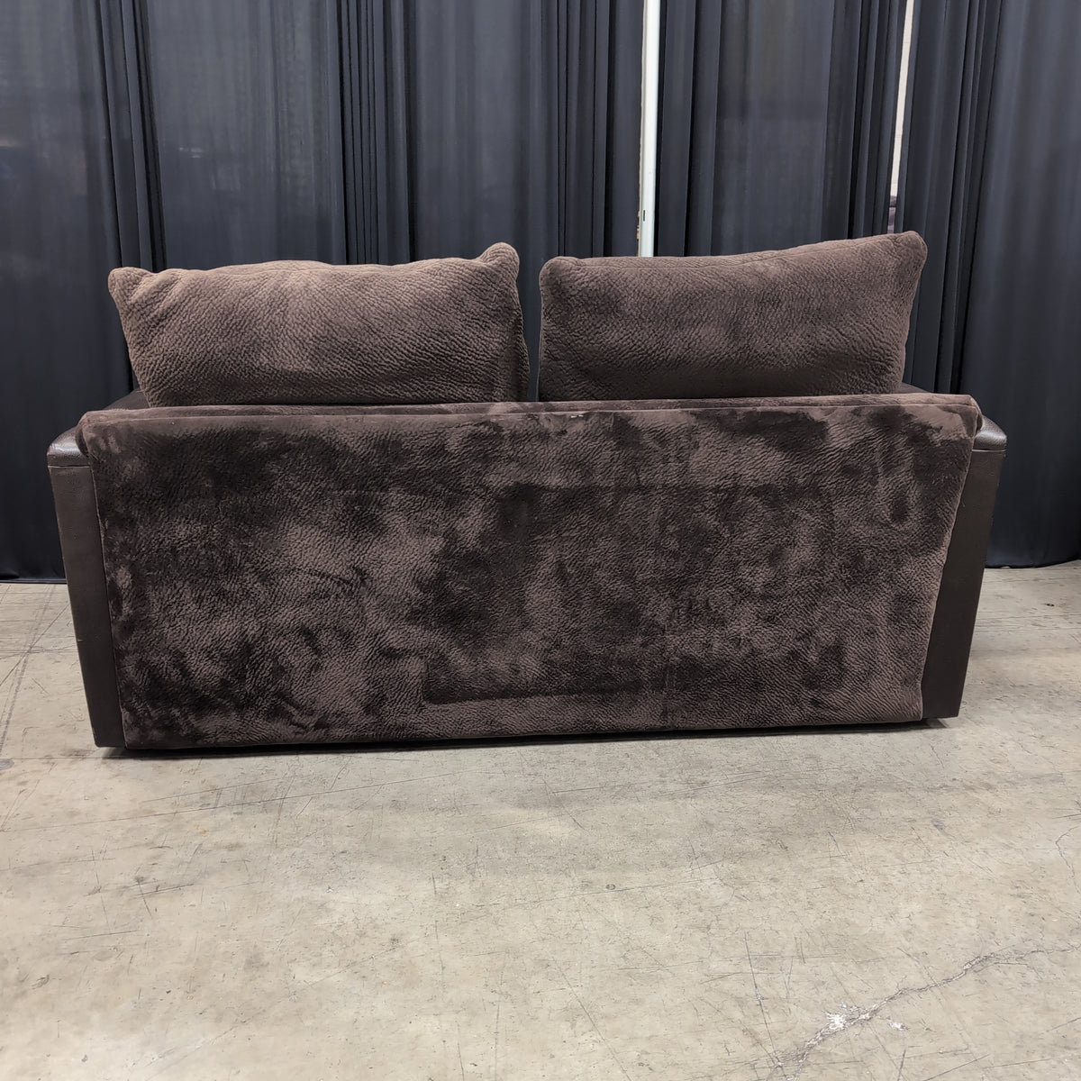 Brown Two-Seater Loveseat in Mixed Materials