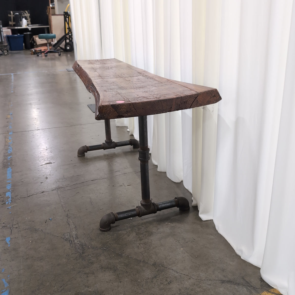 Rustic Live Edge Wood Console Table with Industrial Pipe Base