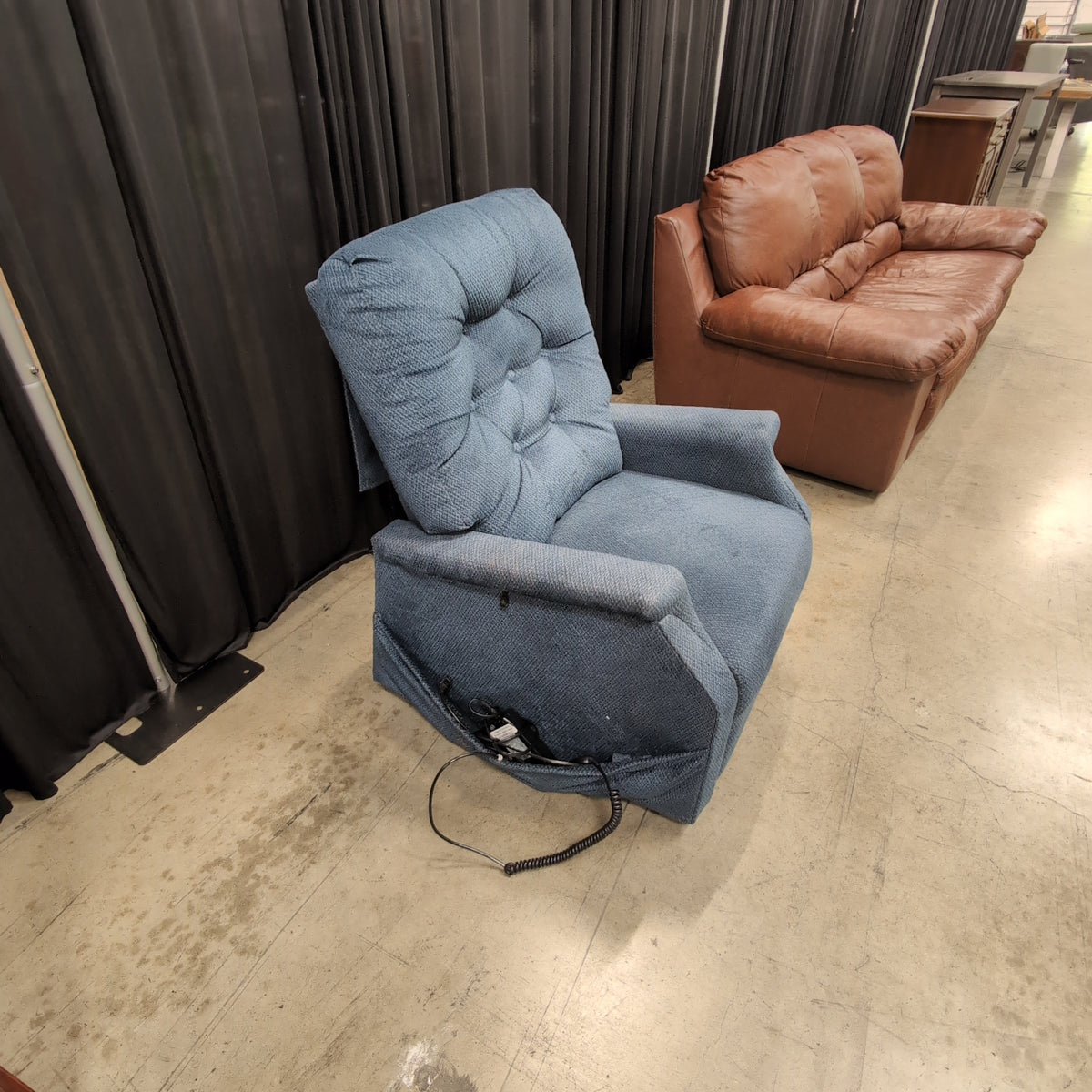 Golden Technologies-Blue Upholstered Tufted Recliner