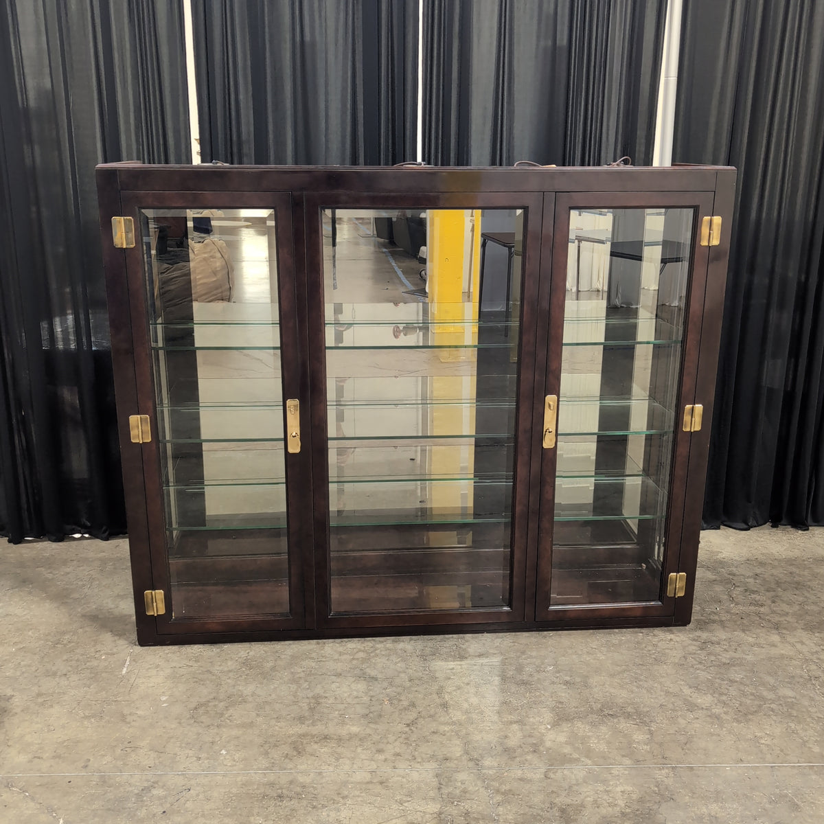 Traditional Three-Door China Cabinet in Dark Wood