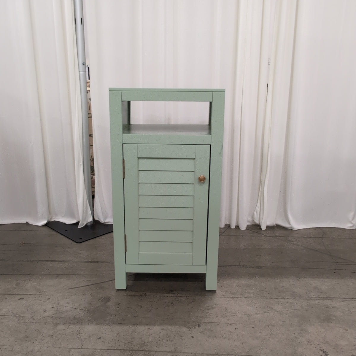 PT. Kayu Lima Utama Aqua Louvered Door Nightstand with Open Shelf
