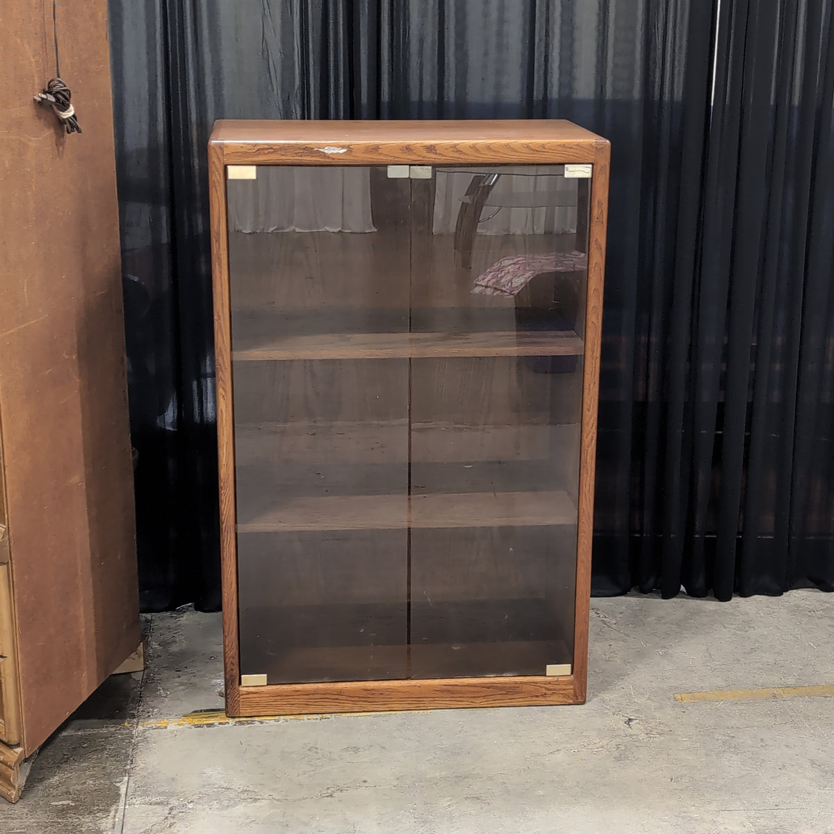Wood Two-Door Cabinet with Glass Front