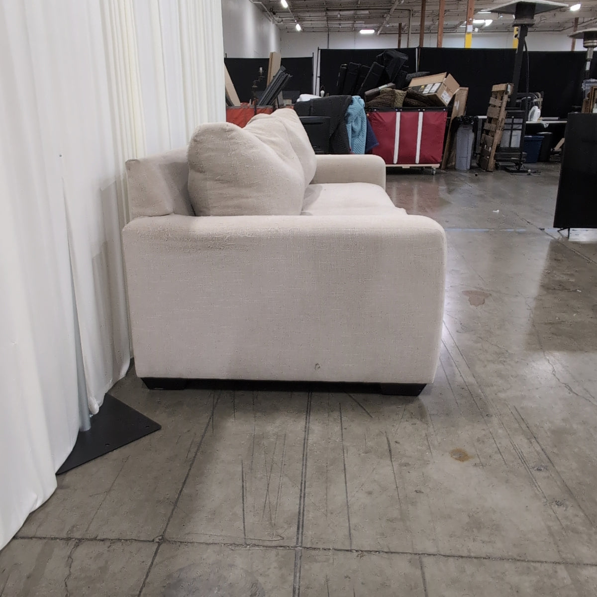 Modern Light Beige Fabric Two-Cushion Couch
