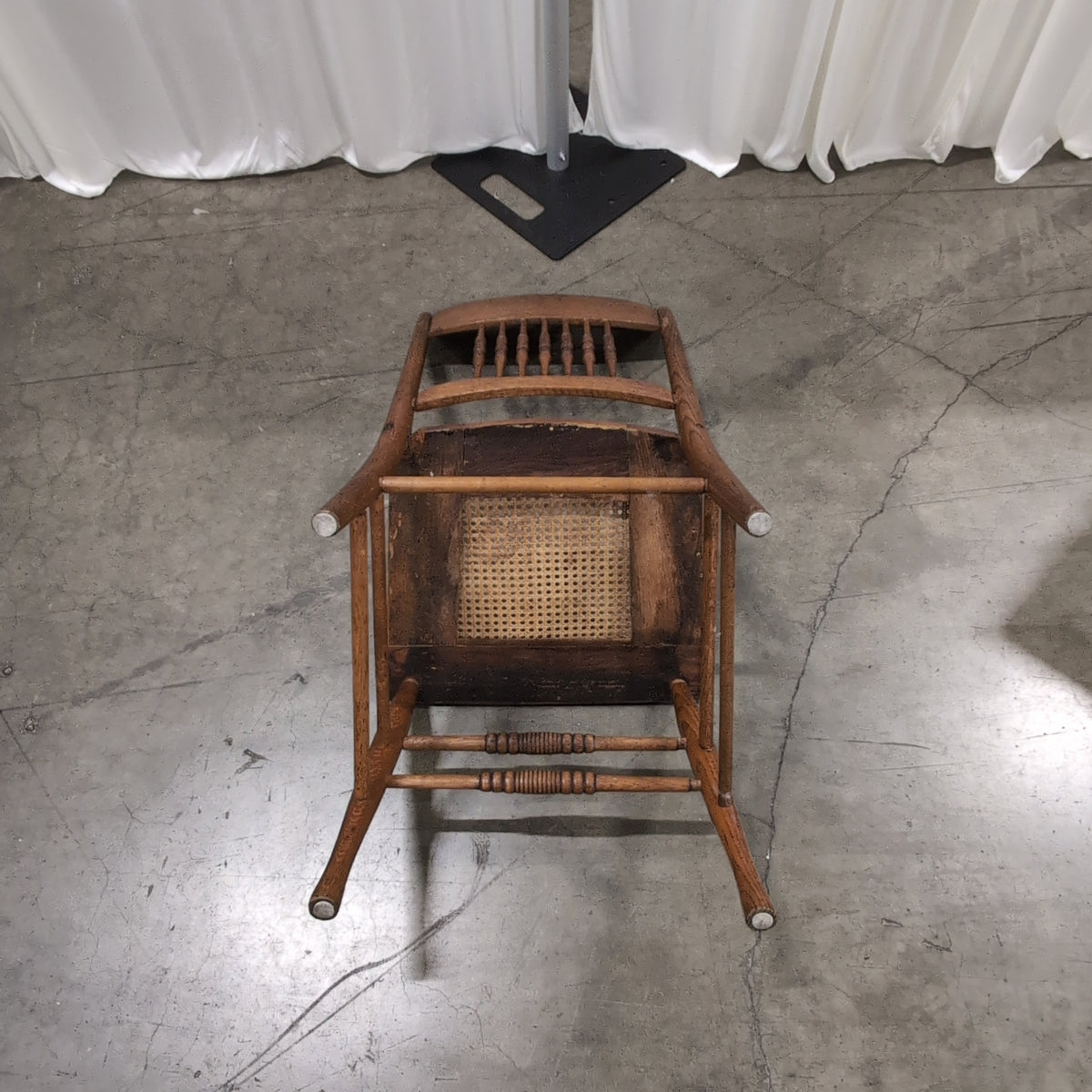 Pair of Antique Brown Oak Wood Chair with Cane Seat