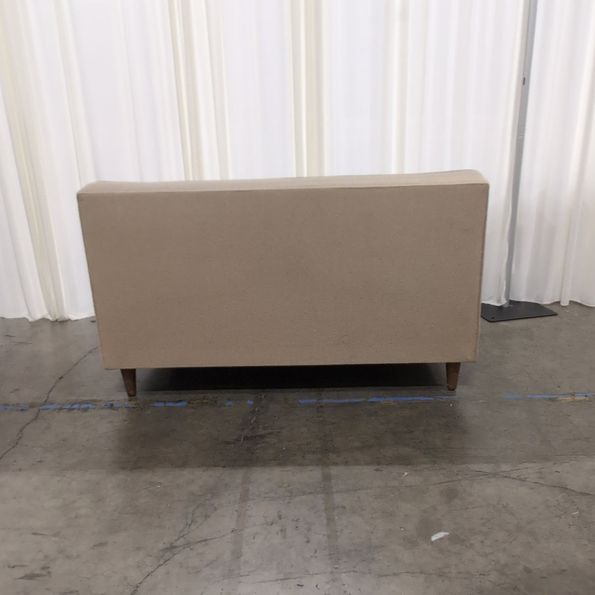Mid-Century Modern Beige Upholstered Loveseat with Tufted Cushions