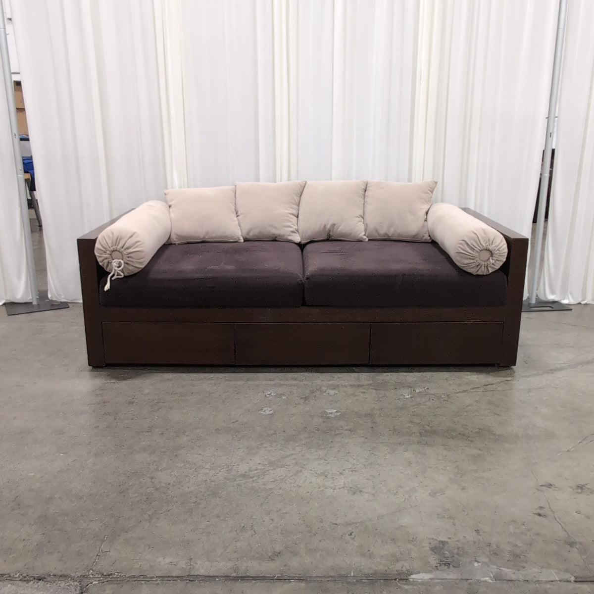 Dark Wood Daybed with Storage Drawers