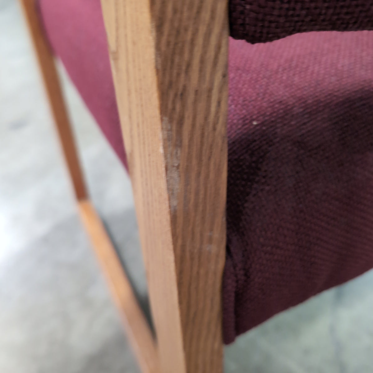Light Wood Frame Upholstered Chair in Burgundy Fabric
