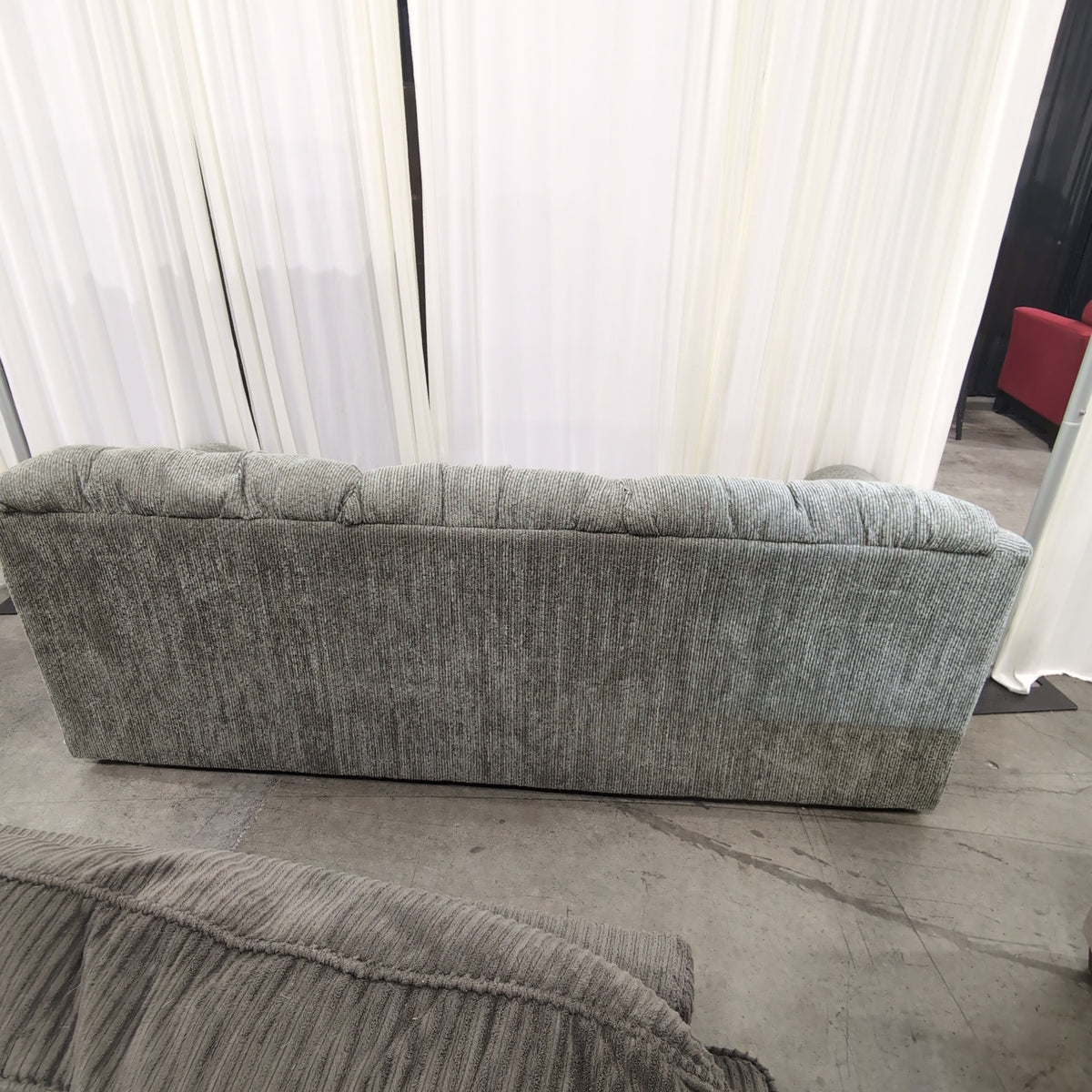 Textured Gray Green Three-Cushion Couch