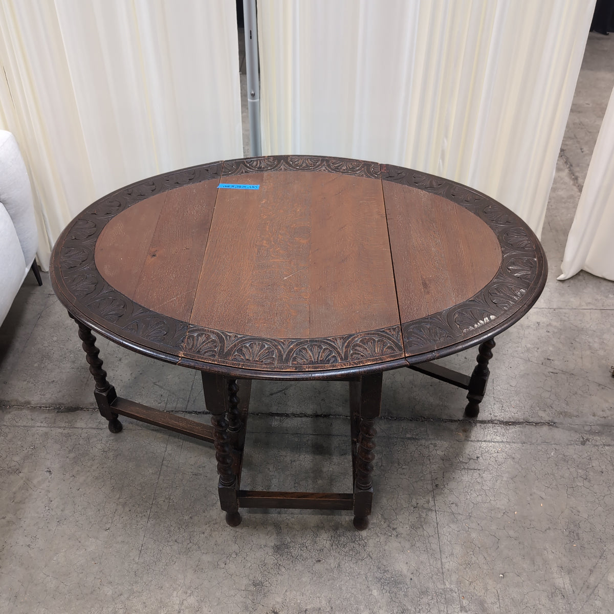 Dark Wood Barley Twist Gateleg Dining Table