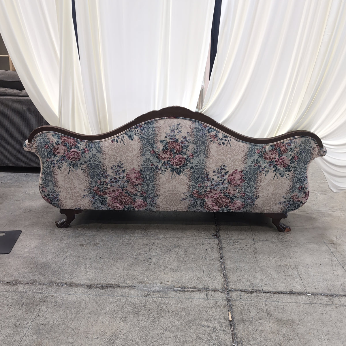 Traditional Carved Wood Daybed with Floral Upholstery