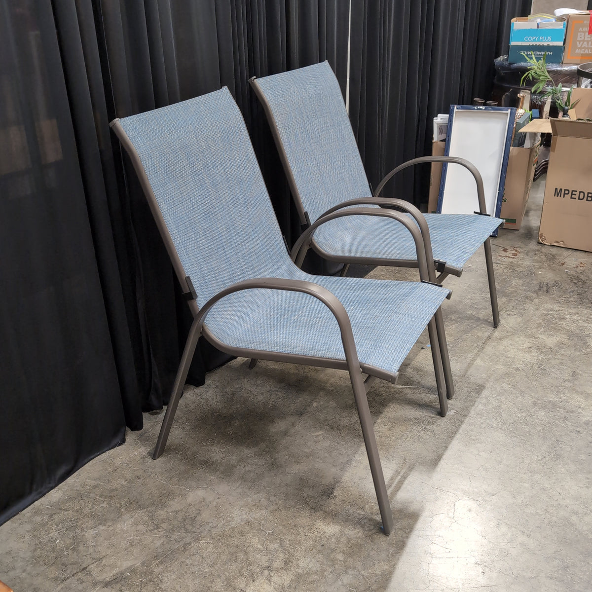 Bronze Metal Outdoor Chair with Mesh Fabric