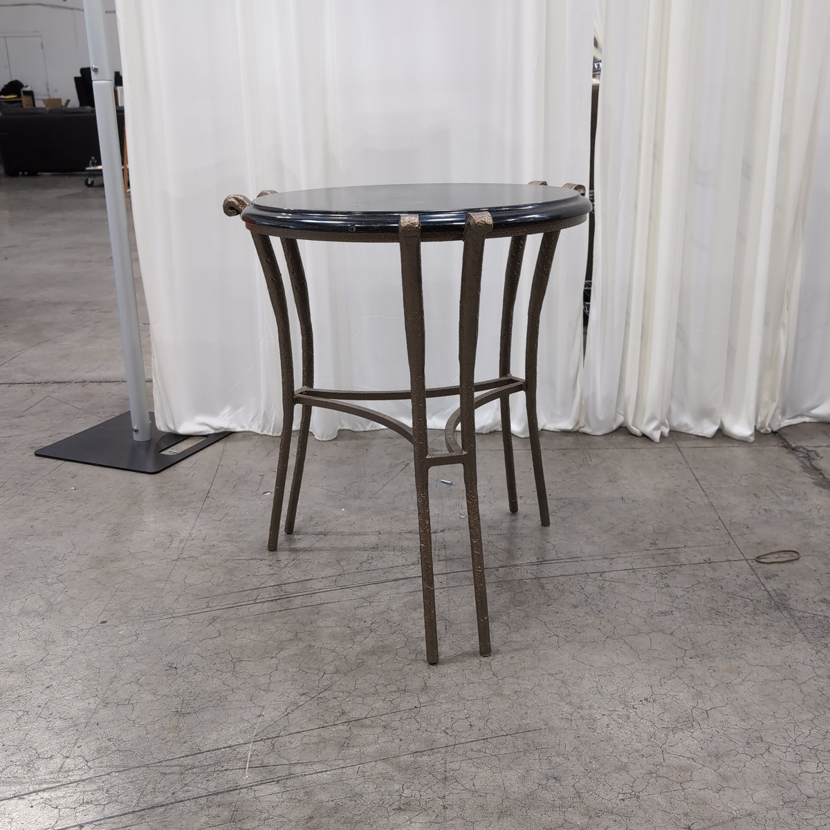 Ornate Bronze-Tone Metal Round End Table