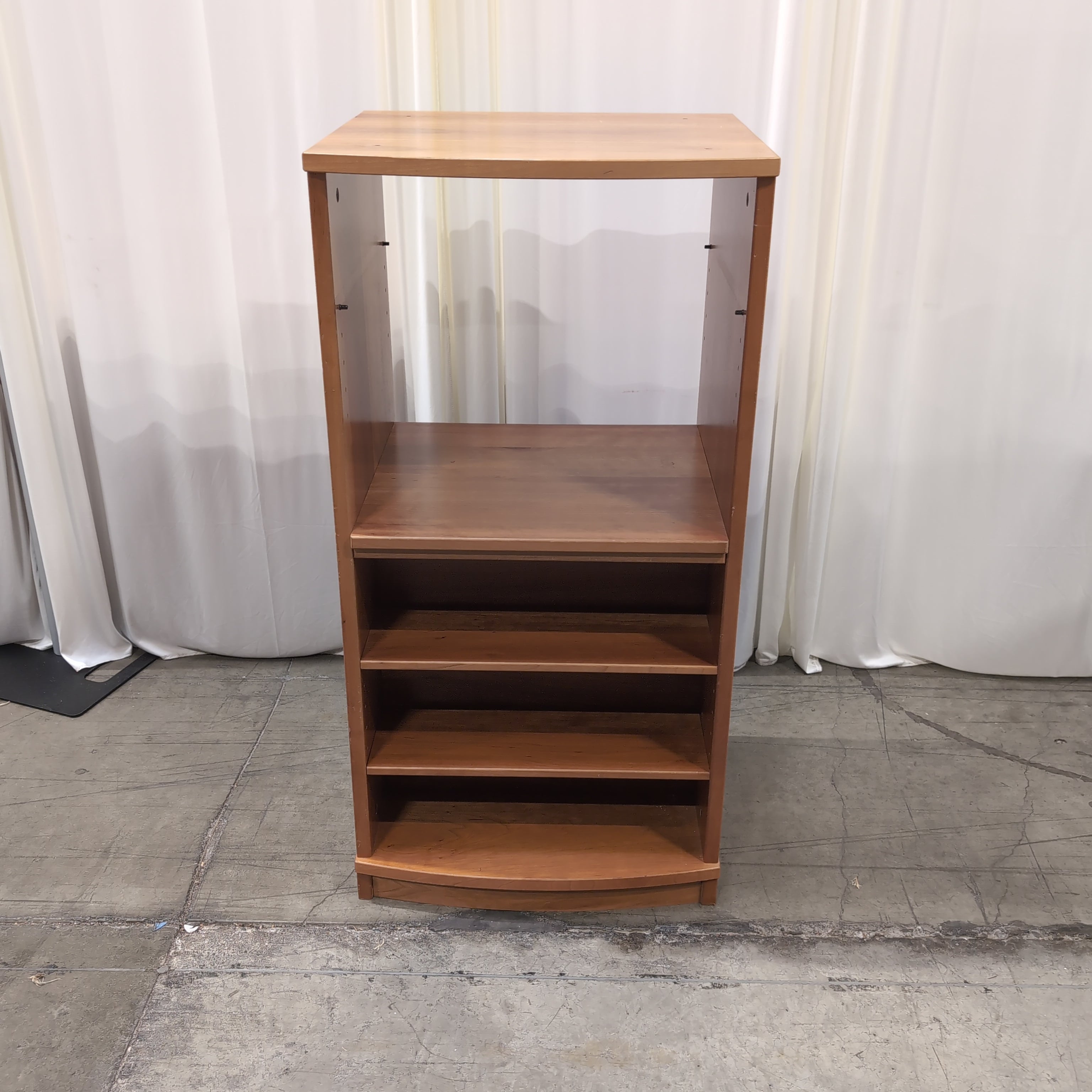Medium Brown Wood Three-Shelf Bookcase