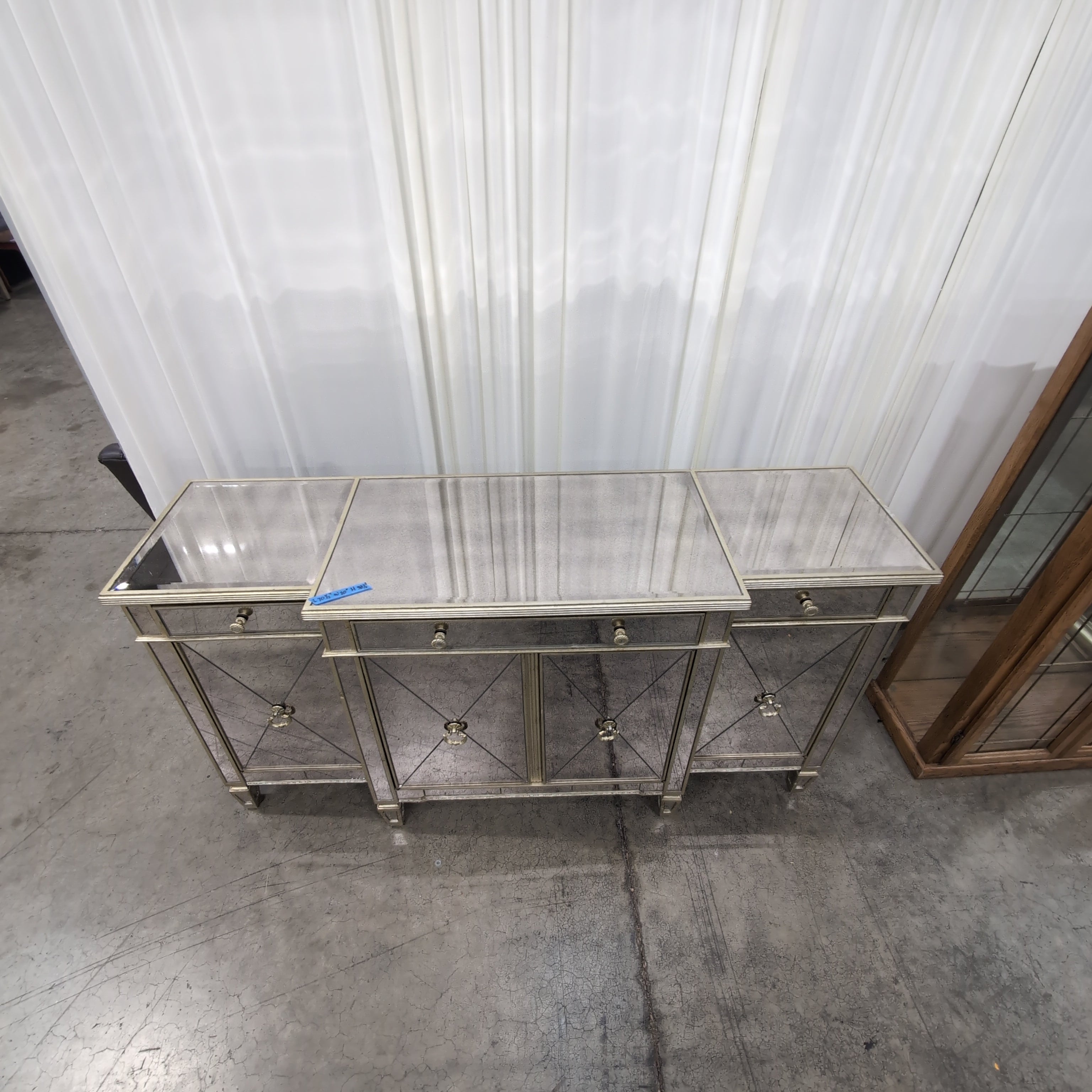 Zhong Shun Wood Art Co Champagne Mirrored Two-Drawer Buffet in Glass