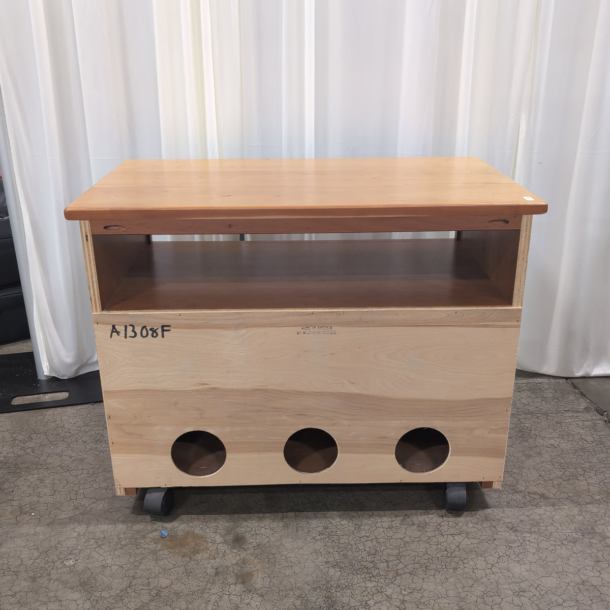 Two-Tone Wood TV Stand with Cabinet Doors
