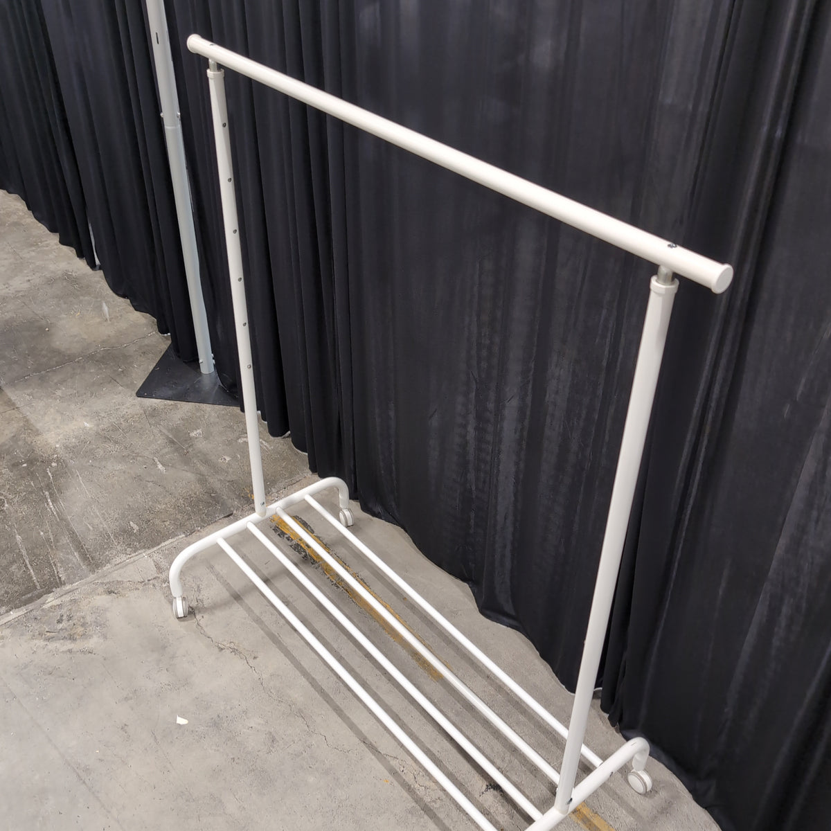 White Metal Clothes Rack with Bottom Shelf