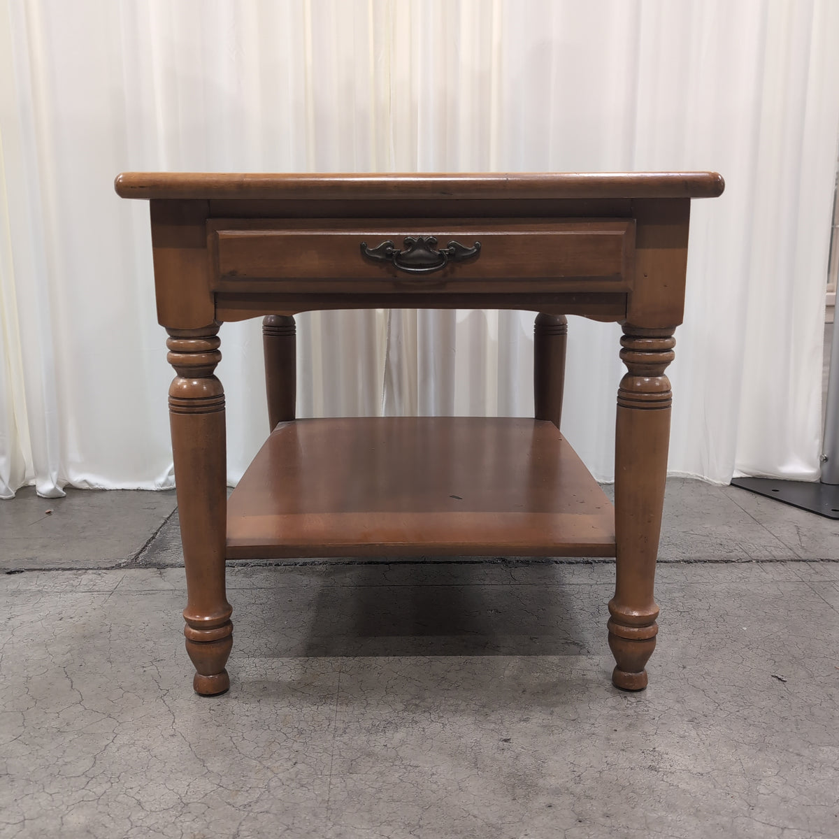 Traditional Light Wood End Table with Drawer