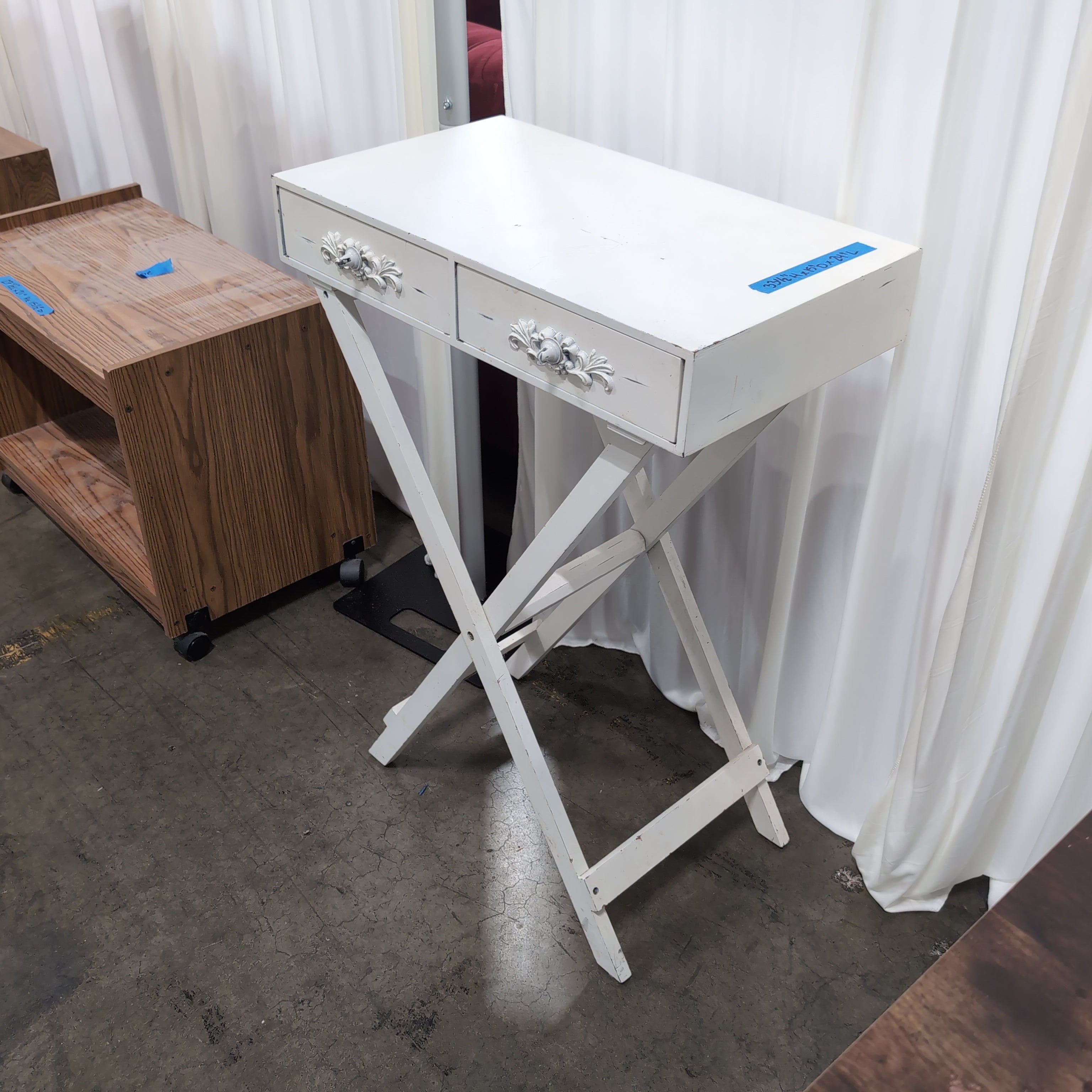 White Folding X-Base Tray Table