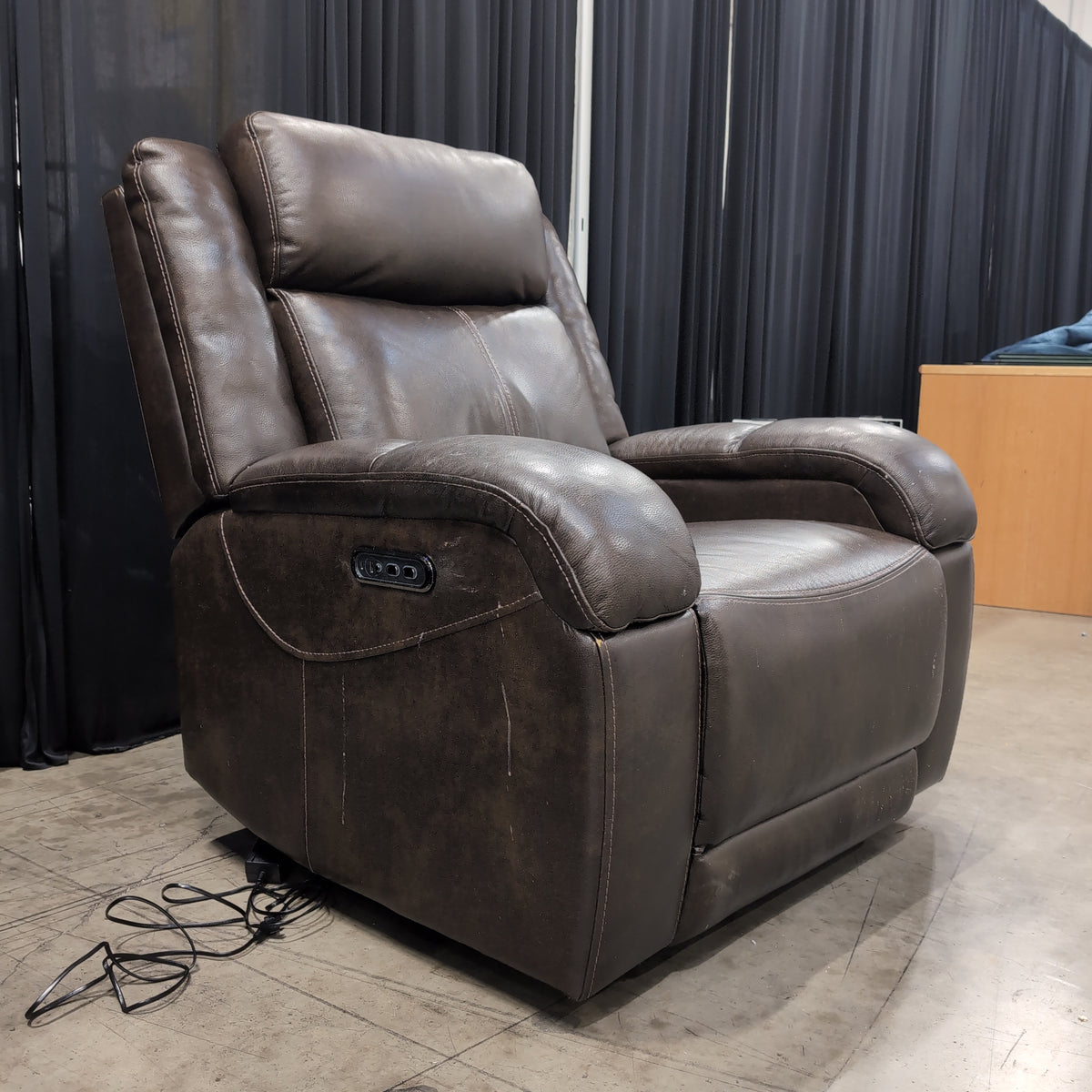Brown Faux Leather Recliner Chair with Side Lever