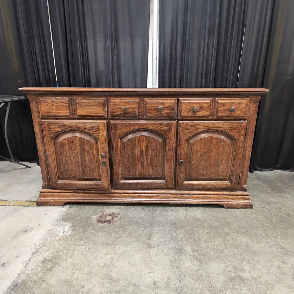 Traditional Dark Wood Buffet with Arched Panels