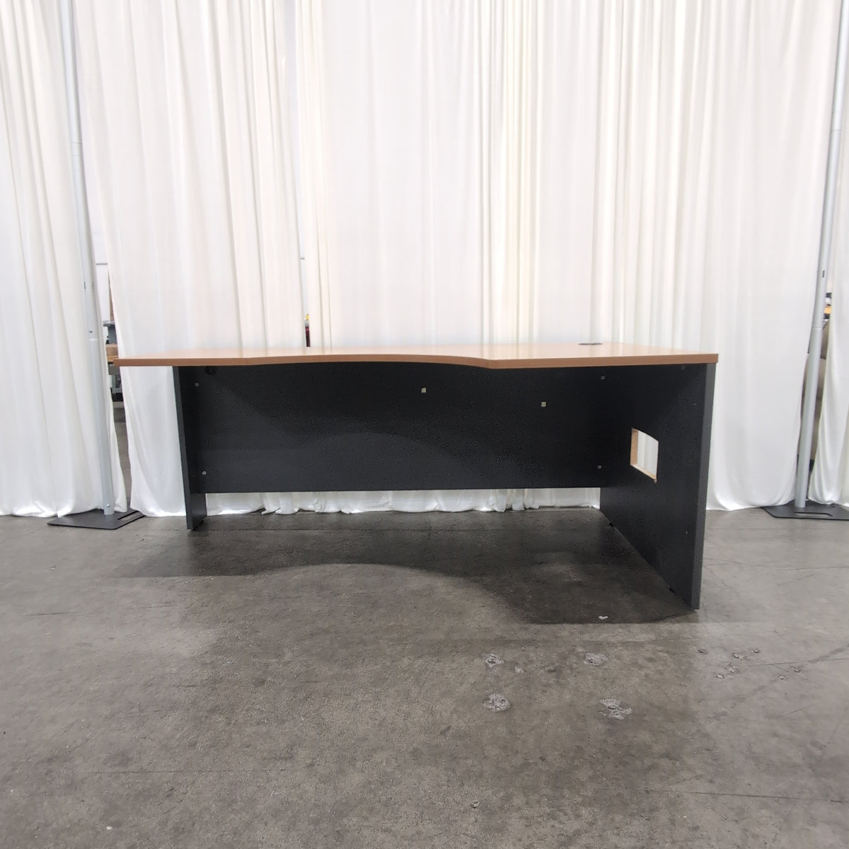 Modern Light Wood Laminate Office Desk with Curved Cutout
