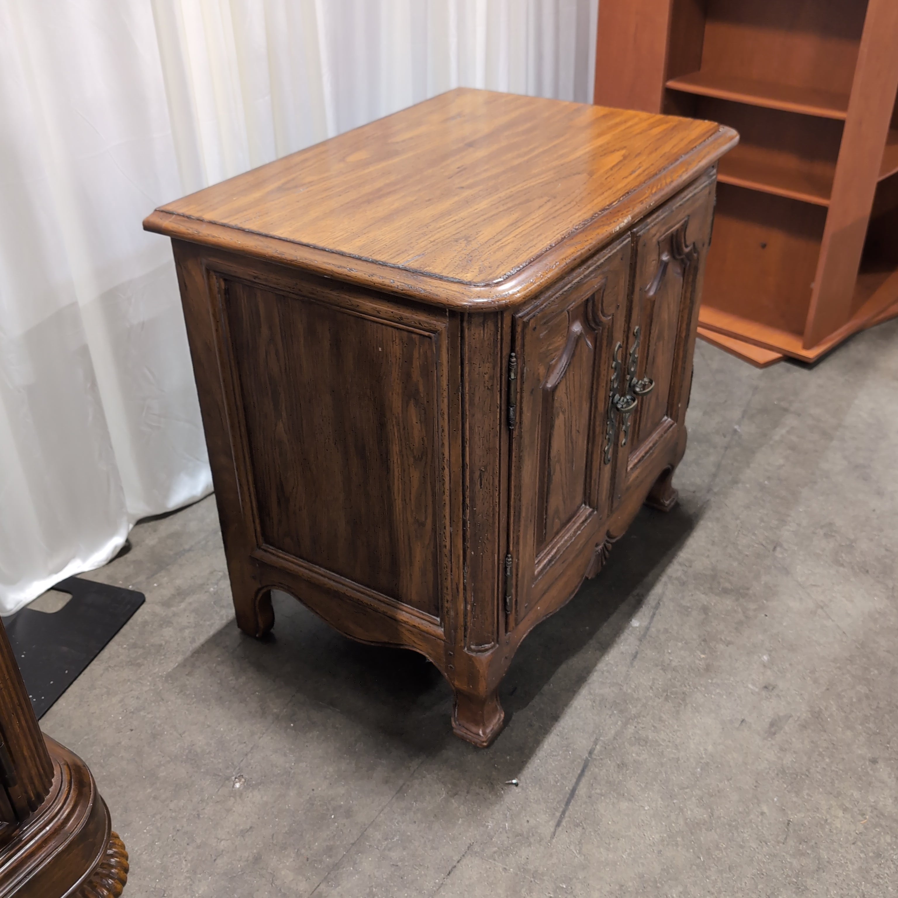 Heritage Traditional Dark Wood Two-Door Nightstand with Ornate Hardware