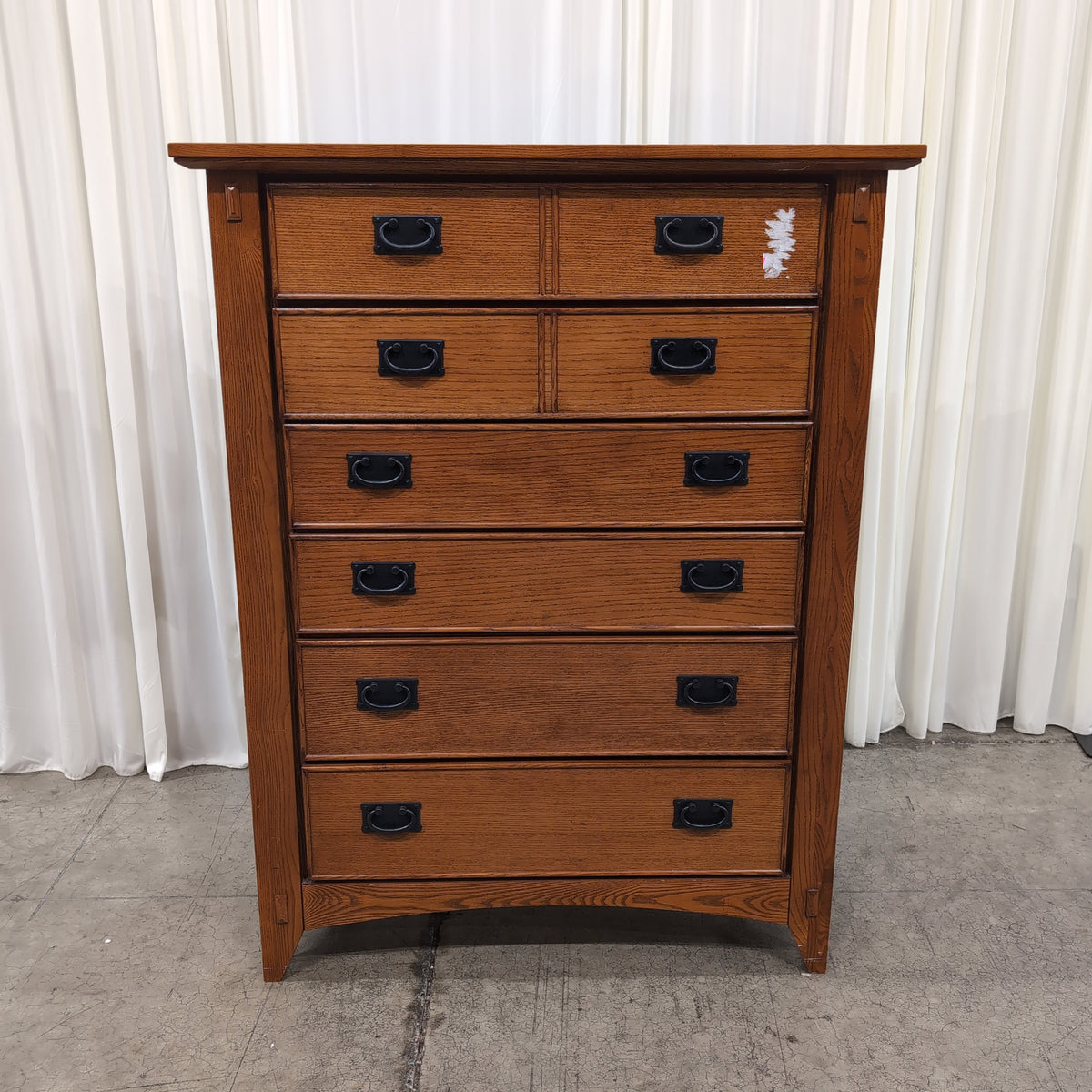 Five-Drawer Wood Dresser with Black Pulls