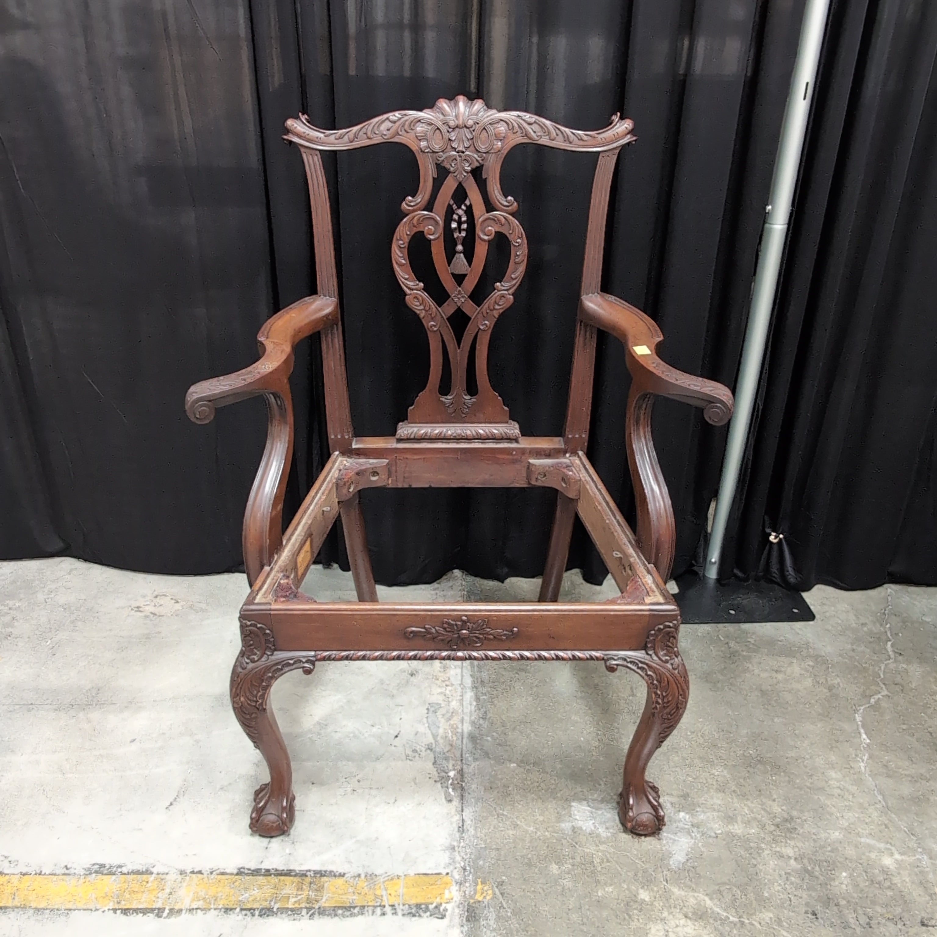 Traditional Carved Hardwood Arm Chair Frame