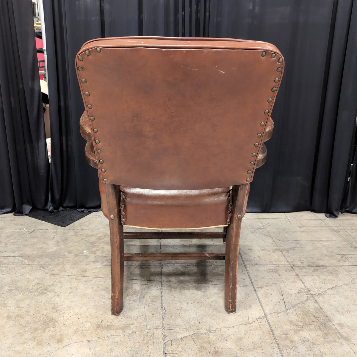 Classic Wood Frame Arm Chair with Brown Upholstery