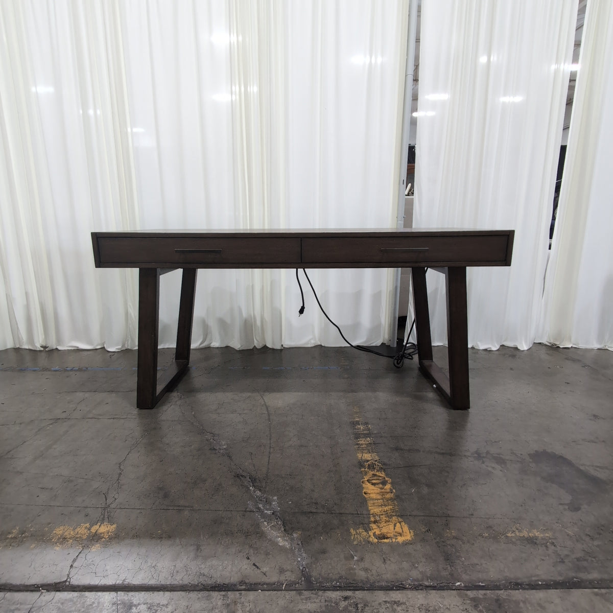 Dark Wood Writing Desk with a Patterned Top