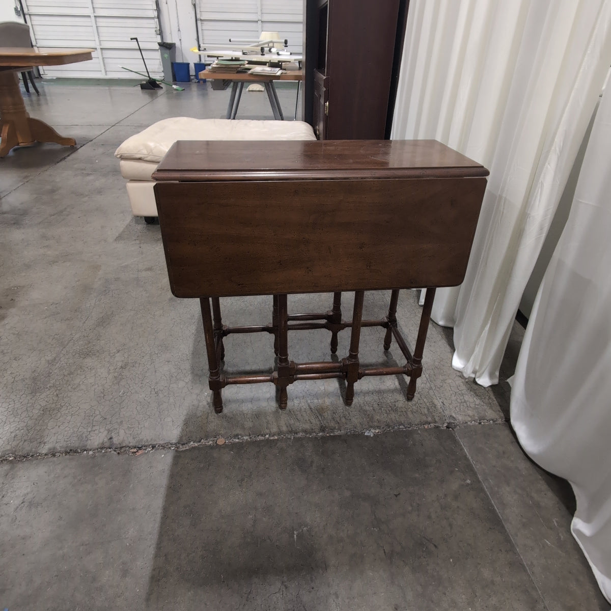 Dark Wood Drop Leaf Console Table with Drawer