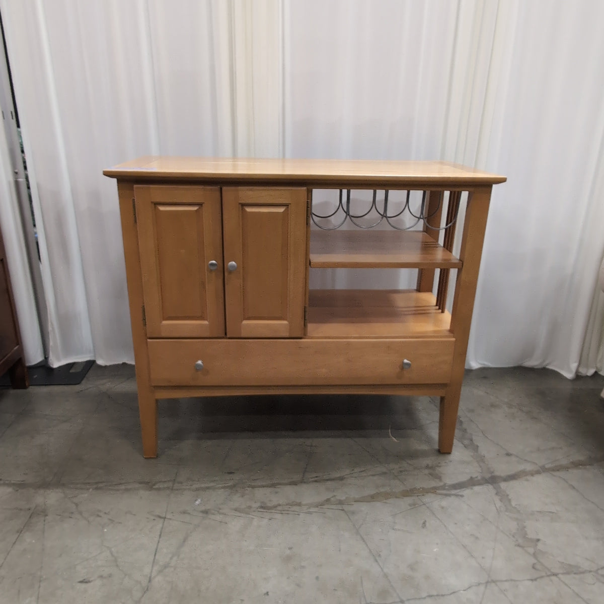 Natural Tone Wood Bar Cabinet with Wine Rack