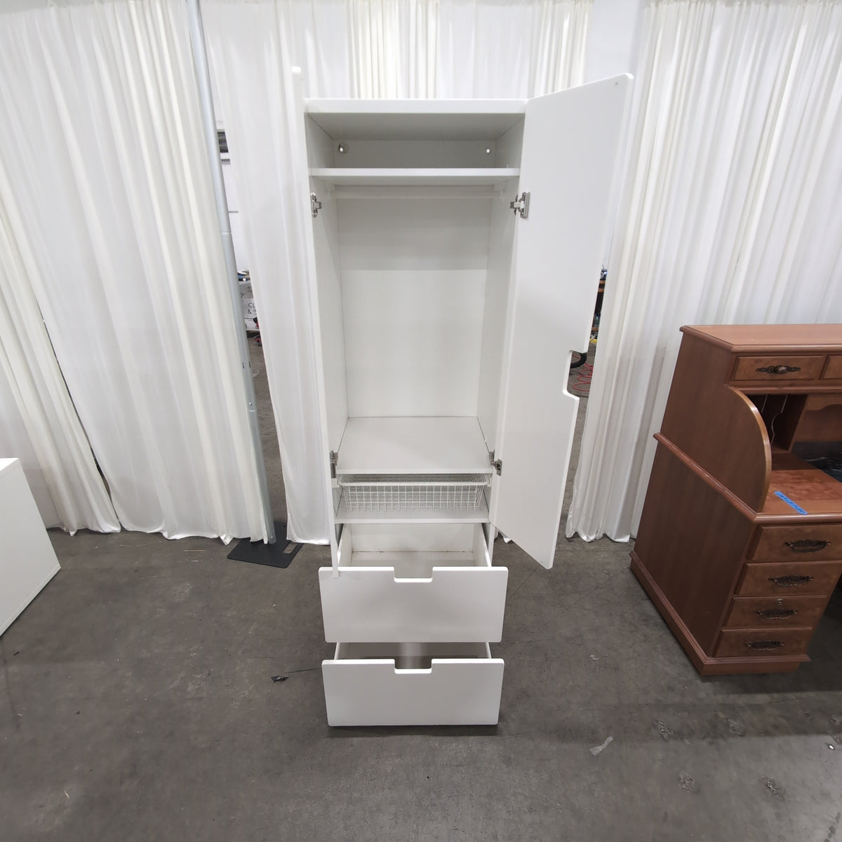 IKEA Modern White Wood Armoire with Two Drawers