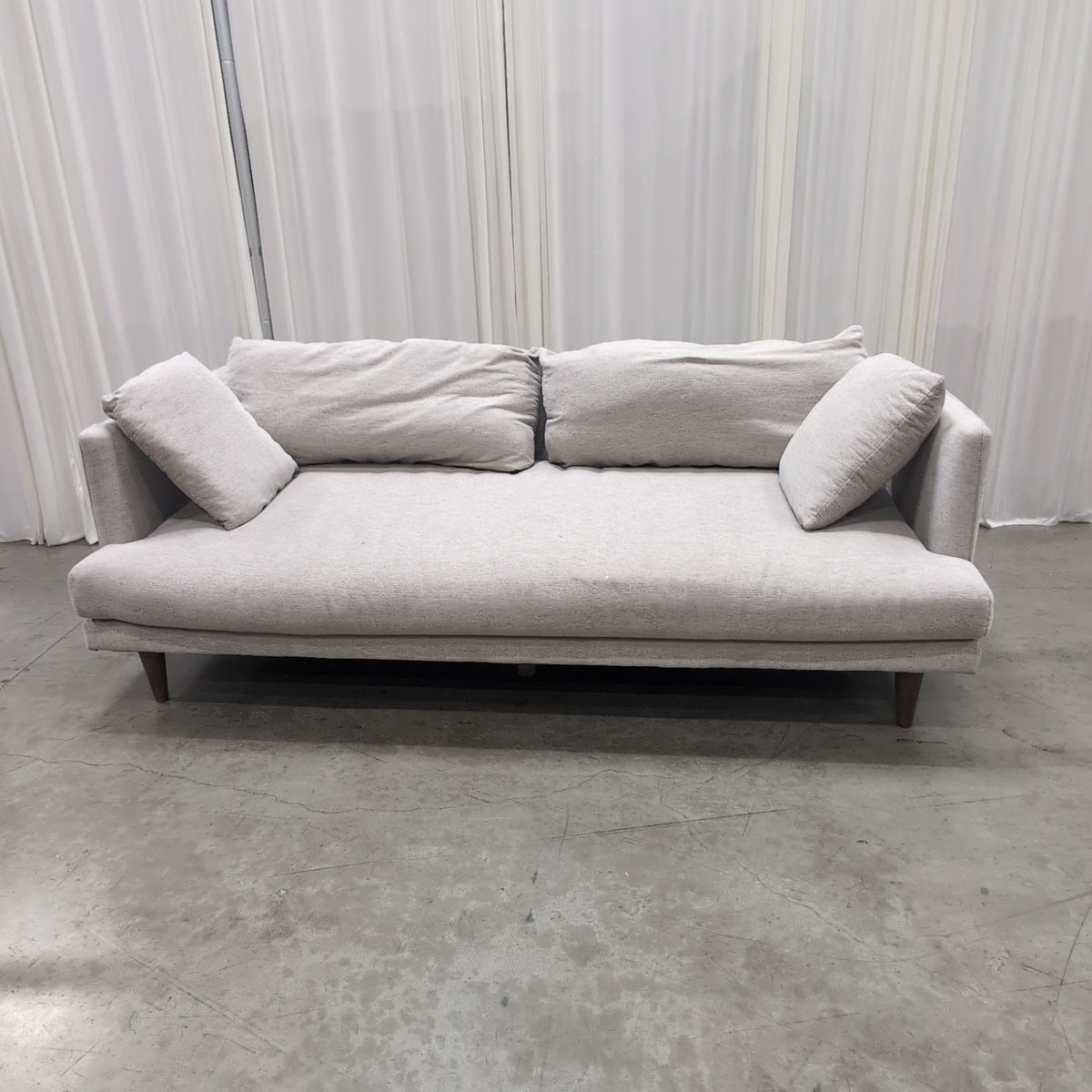 Minimalist Light Beige Woven Fabric Couch