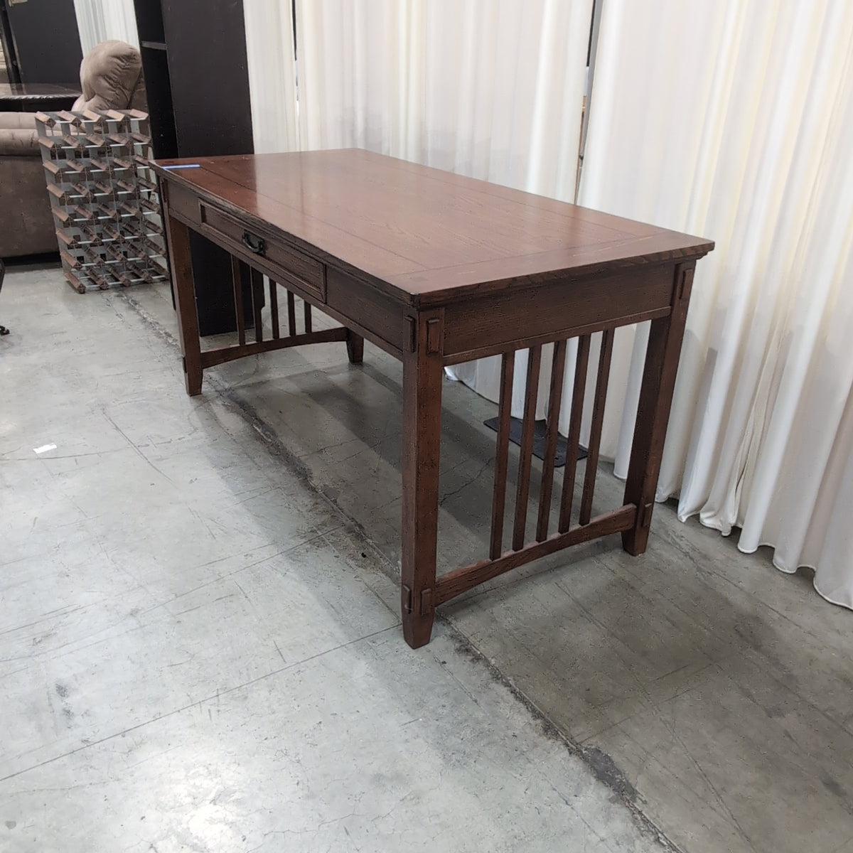 Dark Wood Writing Desk with a Single Drawer