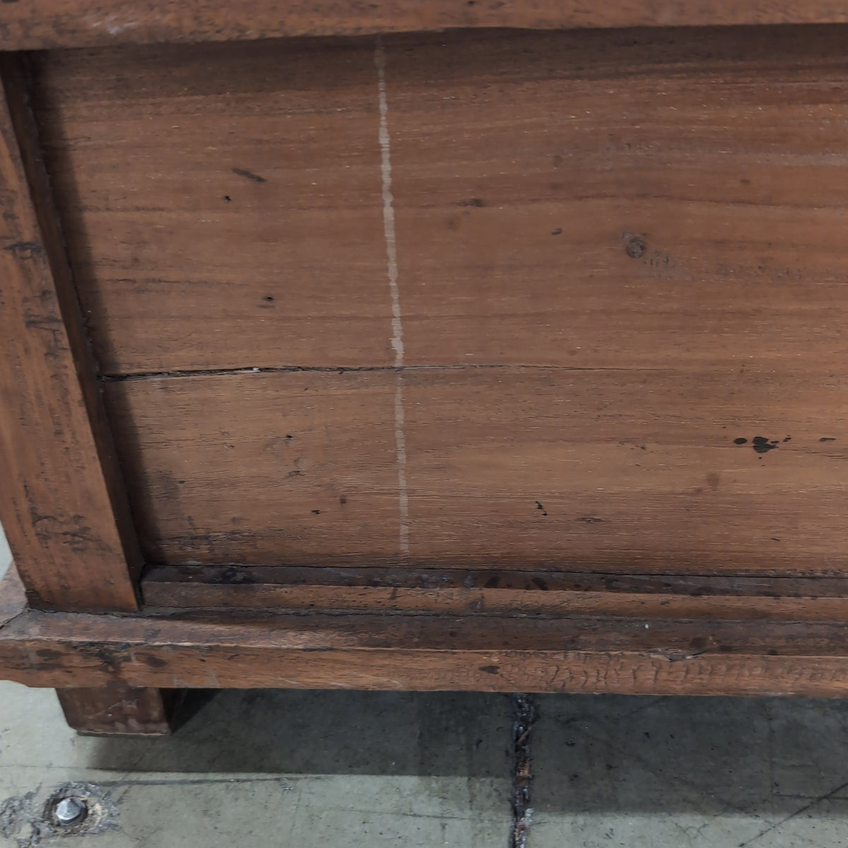 Rustic Carved Wood End Table with Sunburst Top