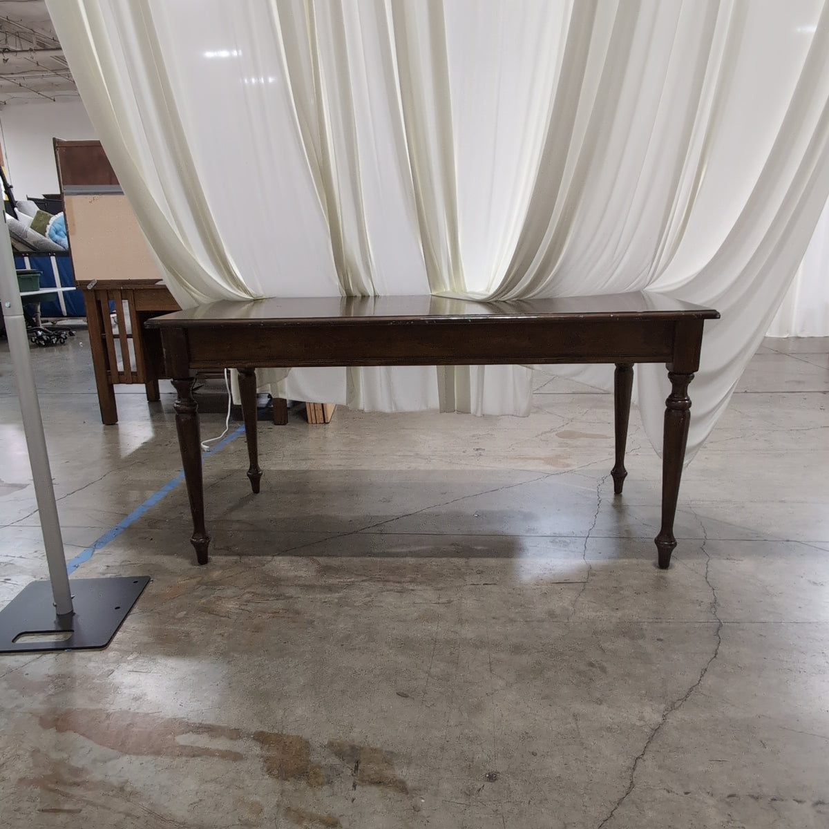 Classic Dark Brown Wood Dining Table with Turned Legs