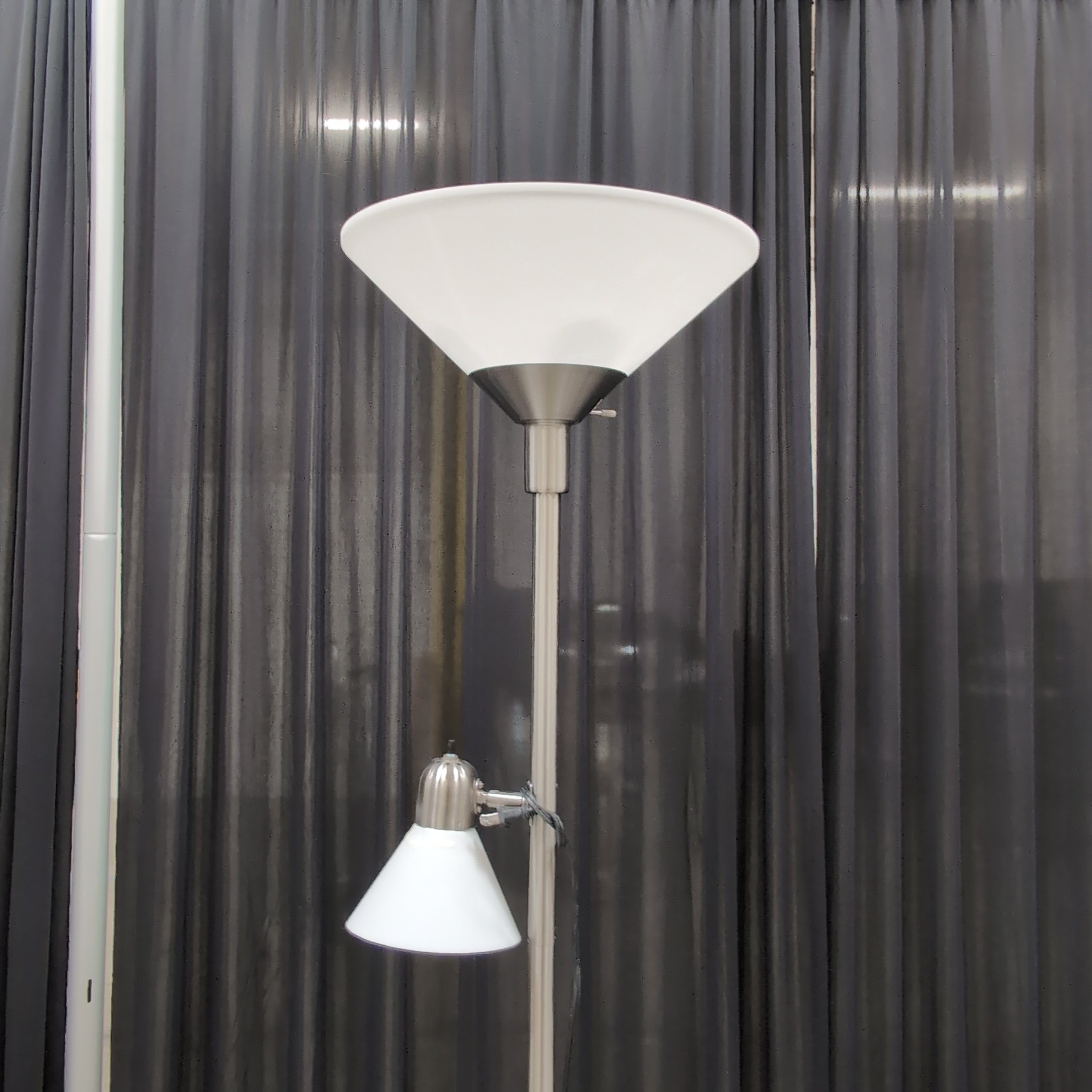 Brushed Nickel Torchiere Floor Lamp with Reading Light