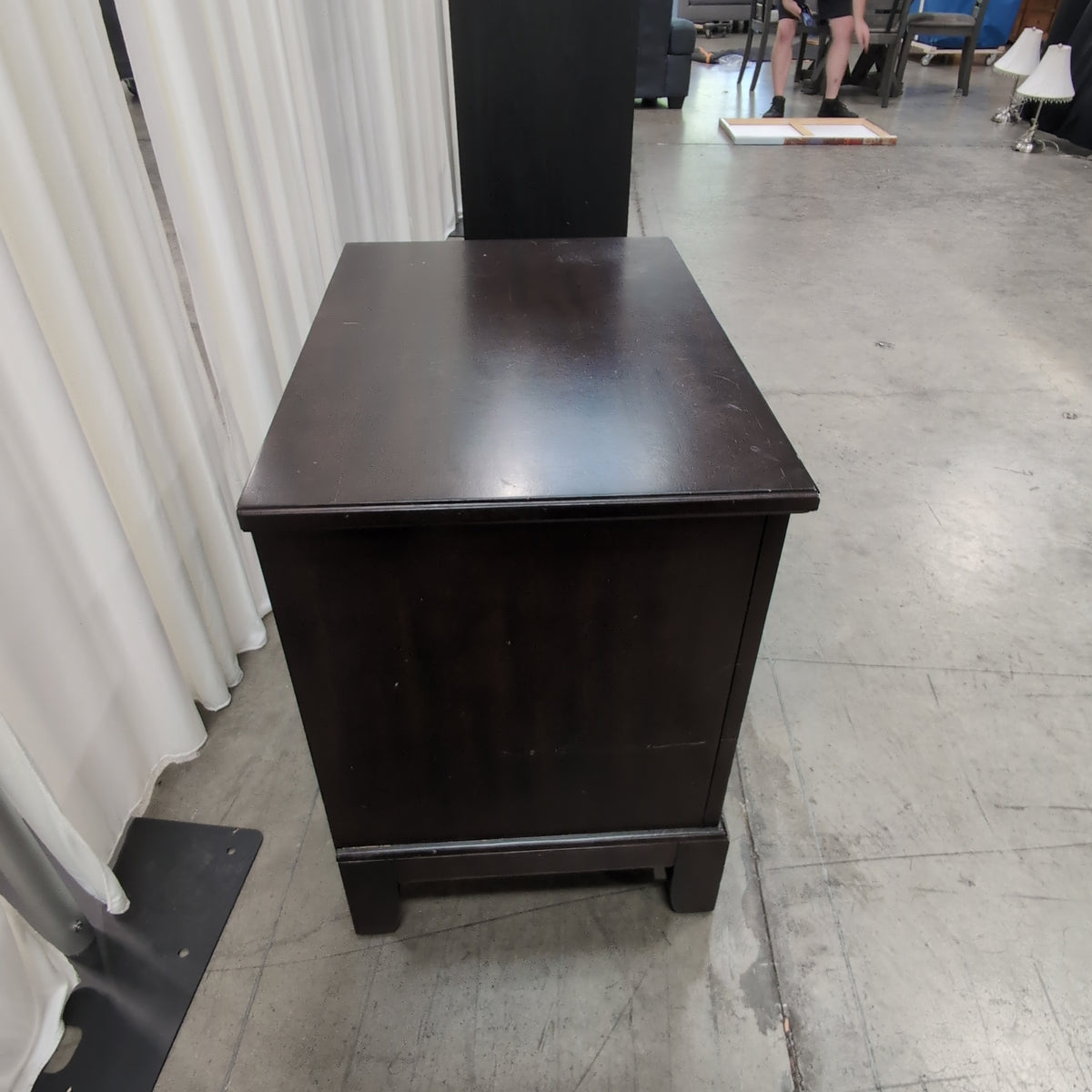 Home Meridian-Dark Brown Two-Drawer Nightstand with Silver Knobs