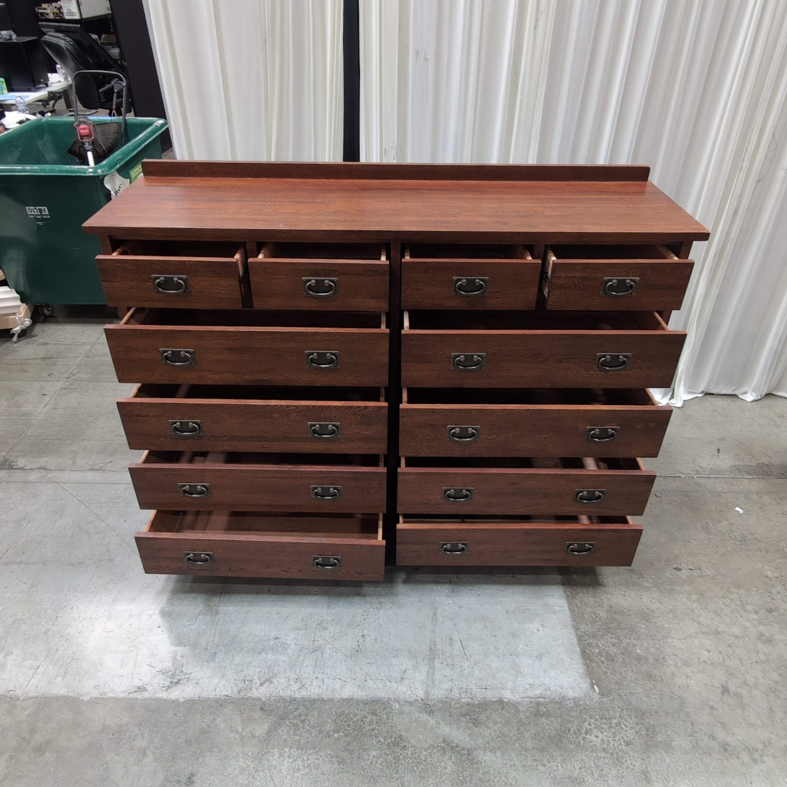 Tradewins Traditional Brown Wood Twelve Drawer Dresser with Top Mirror