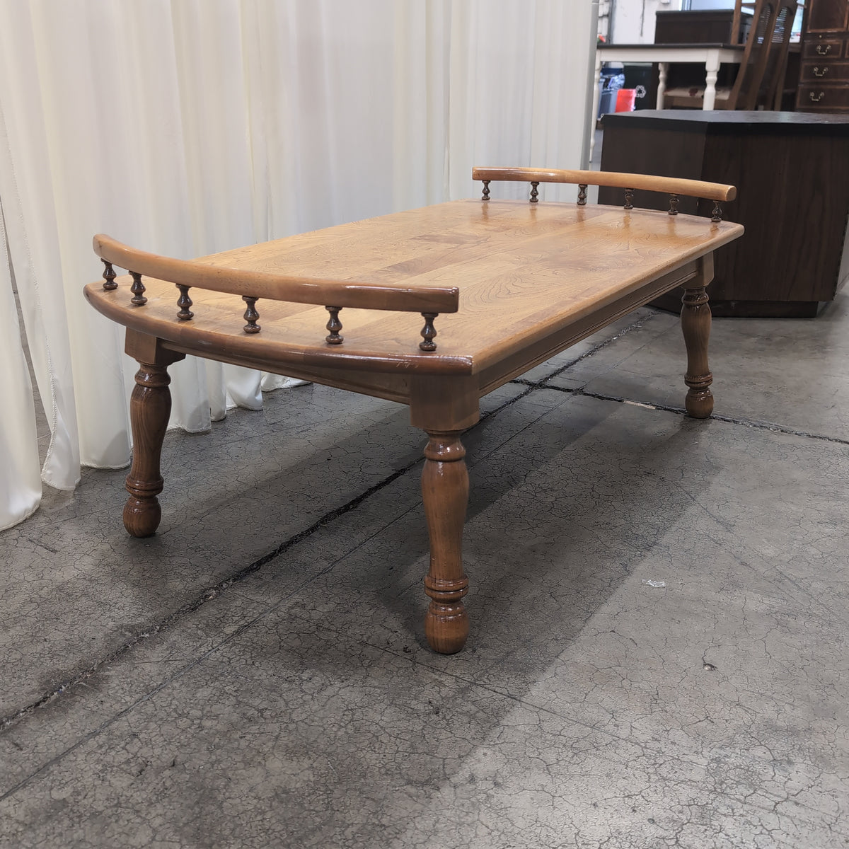 Natural Wood Coffee Table with Raised Edges