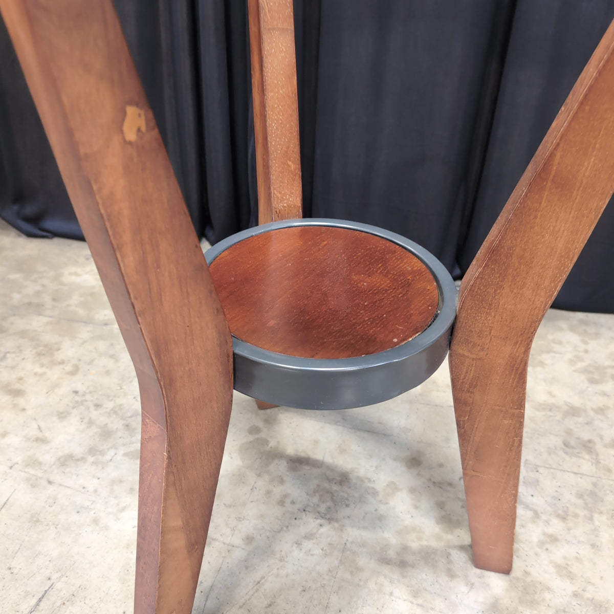 Round Glass Top End Table with Wood Base