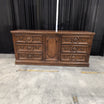 Dark Wood Traditional Dresser with Herringbone Top