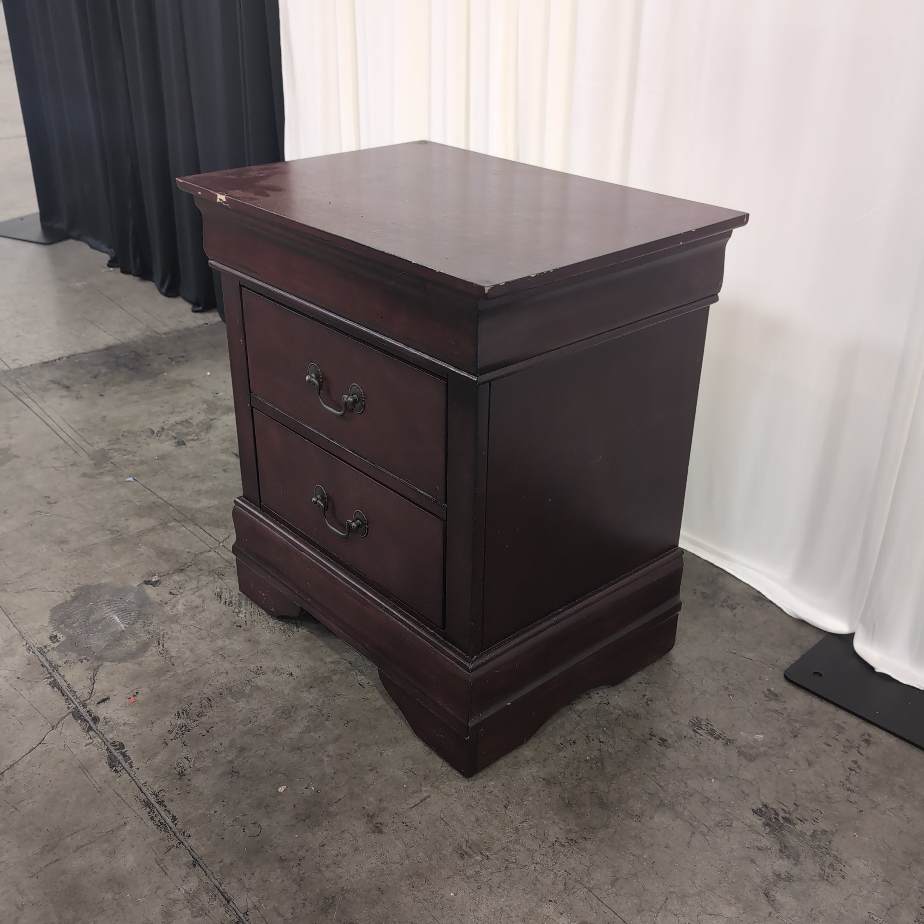 Cherry Stained Hardwood Two-Drawer Nightstand