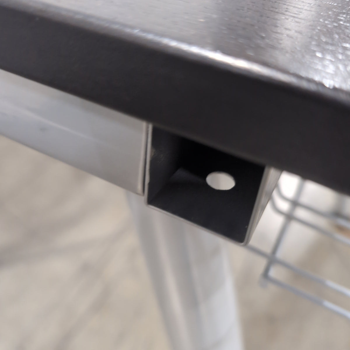 IKEA Minimalist Dark Top Desk with Metal Legs